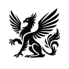 Silhouette of Mythical Creature Spreading Wings