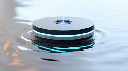 A futuristic device is generating concentric ripples of water