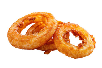 Crispy Golden Onion Rings on Transparent Background