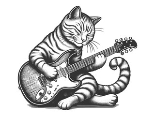 Rockstar Cat Playing Electric Guitar vector