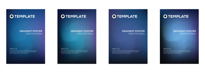 Gradient Poster Templates Creative Mesh Design Set