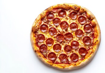 Delicious pepperoni pizza on white background