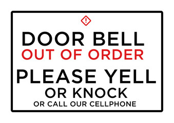 DOOR BELL OUT OF ORDER, A4, READY TO PRINT. EDIT COLOURS. 