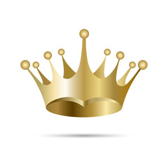 3d realistic golden crown icon close up. Yellow metal crown design template. Golden royal crown of king. Symbol of imperial power