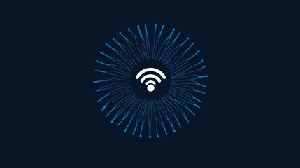 Fototapeta premium Wireless Connectivity Icon with Radiating Signals for Technology and Network Concepts
