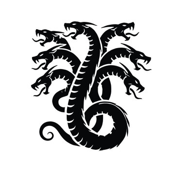 black hydra monster silhouette on white clip art preview