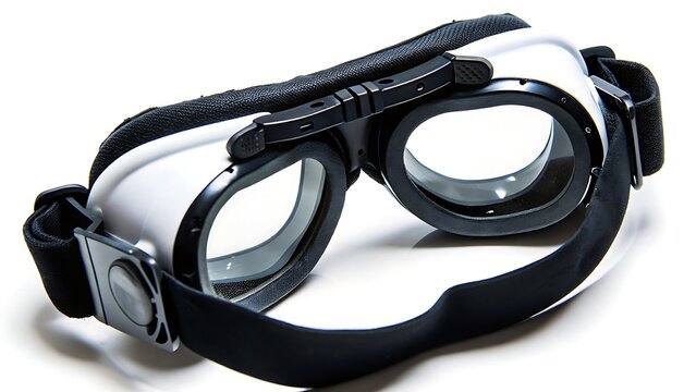 Classic aviator goggles with a modern twist sleek black adjustable strap and clear lenses perfect for motorcycle riding steampunk fashion or cosplay events White frame adds a unique touch