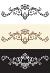 Set of hand drawing design elements. Vector isolated illustration. Vintage decorative baroque monogram, architectural detail in old fashioned style for decoration, cards, wedding, print and design