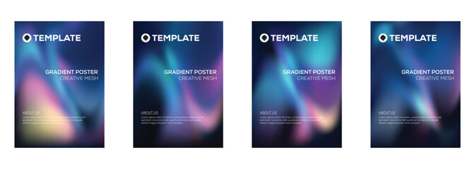 Gradient Poster Templates Creative Mesh Design Set