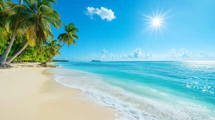 Fototapeta premium tropical beach with palm trees