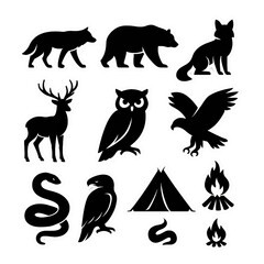 Black Forest Animals Sticker Set – National Parks Adventure Silhouettes