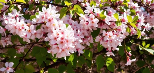 Delicate spring vine blossoms, sunlight dappled leaves, twining, vibrant, background
