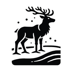 Reindeer Silhouette in Snow