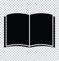 open book icon vector illustration. Black open book on transparent background. Simple book symbol. Vector. Open book icon pictogram. Book icon. Vector isolated book sign.
