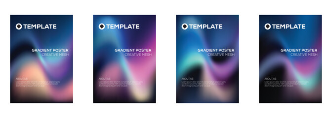 Gradient Poster Templates Creative Mesh Design Set