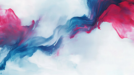 Fototapeta premium Soft White Base With Flowing Red and Blue Abstract Watercolor Patterns Creates a Harmonious Artistic Background