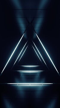 Abstract blue futuristic background. Space from glowing neon light tubes of astera on a black background. Abstract technology. Technology, vj, cinematography concept. Led lamp. 3d loop animation