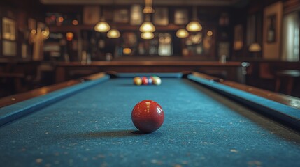 Pool table in a dimly lit bar