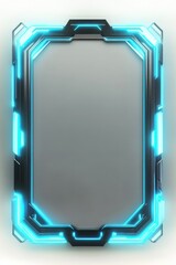Futuristic Frame with Glowing Blue Lights for Modern Design Projects