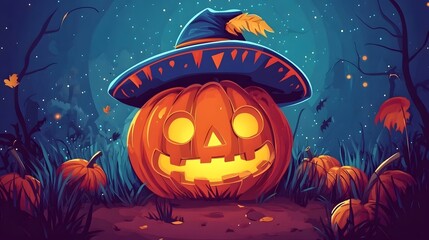 Mexican Pumpkin Spooky Character Halloween Party Cart Decoration