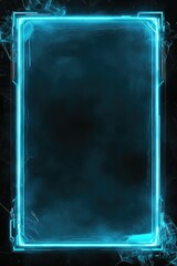 Futuristic Glowing Frame with Blue Neon Light and Space for Text