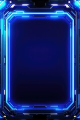 Futuristic Glowing Frame with Neon Blue Lights and Dark Interior
