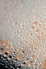Water Condensation Small Bubbles Moisture on a Glass Window Close up Abstract Background