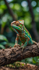 Fototapeta premium Chameleon on a root.