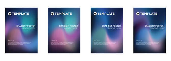 Gradient Poster Templates Creative Mesh Design Set for Branding