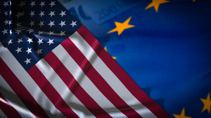 The USA Flag On EU Background for Business concept 3d Rendering.