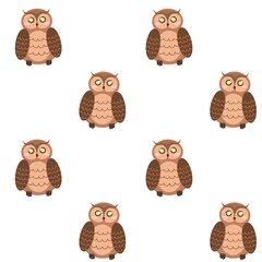 Cute owl. Wild seamless pattern.