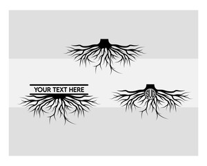 Root SVG, Root, Taproot, Tree Roots, Roots Clipart, Family Tree, Clipart, Silhouette, SVG, Root Hair, Eps, Vector, Root Monogram, Split Monogram, Cilcle Monogram