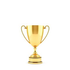 Gleaming golden trophy cup, isolated on pure white , achievement, games