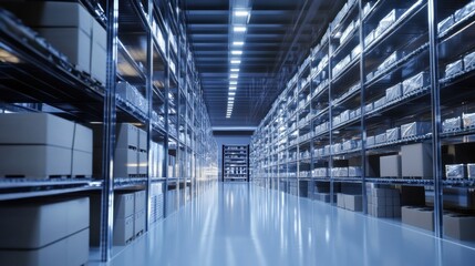 Fototapeta premium An AI powered system enhancing supply chain transparency by analyzing production data, AI-assisted traceability, and real-time delivery tracking for more sustainable and ethical supply chains