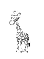 image or vector of a cute giraffe good for coloring page