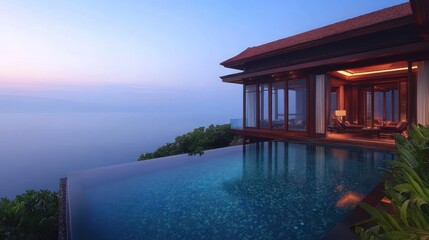 Luxurious infinity pool overlooking ocean