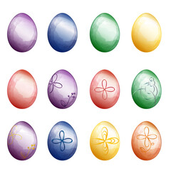 Easter eggs set, waretcolor style, colorfull design