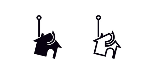 Two house icons with antennas symbolize strong communication and signal reception.