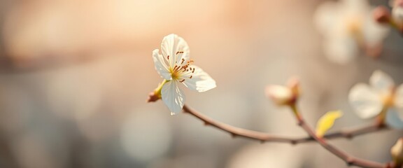Single ethereal white blossom, soft focus, surreal lighting, soft focus, gentle