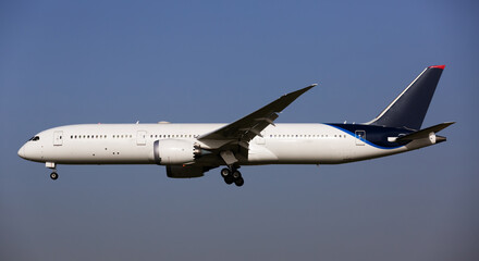 Image of private passenger jet lands at Airport at sunny day
