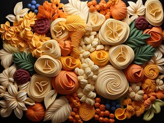 Background of different types of pasta