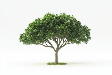 Obraz premium Isolated Tree with Green Leaves Against White Background in Studio