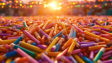 Obraz premium Colorful pens piled high