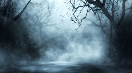 Obraz premium A smoky, misty atmosphere with cobwebs draping across the corners, perfect for layering as a background. Ghostly Light. Illustration
