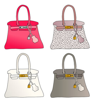ブランドバッグ・高級ブランドカバン・バッグ　エルメス　バーキン風　イラスト素材セット