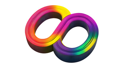 Obraz premium Vibrant Infinity Symbol with Rainbow Colors on Black Background Abstract Art Design for Creati