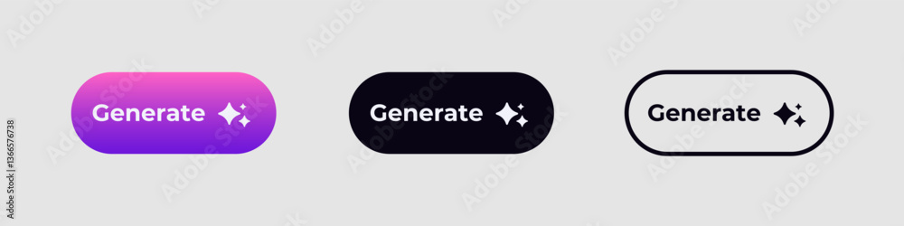 Poster ai buttons show modern design with the word generate and star shapes. suitable for technology interf