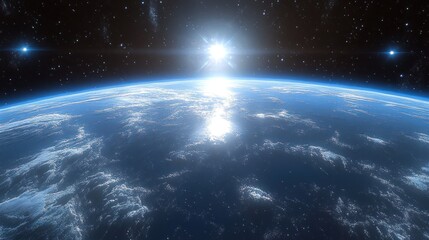 Fototapeta premium Earth seen from space with sunrise