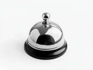 Polished Metal Reception Bell on White Background