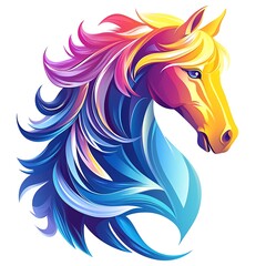 Abstract vibrant horse design digital style high resolution photo